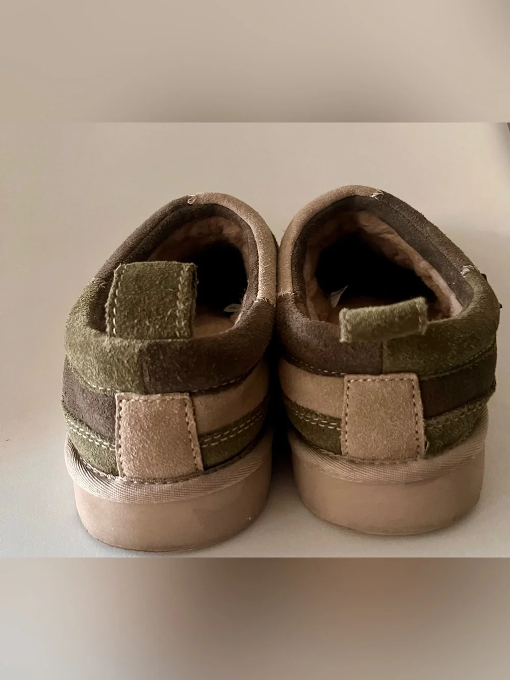 UGG Tasman ReImagined Patchwork Slippers Men's US 11 Olive Green Sheepskin
